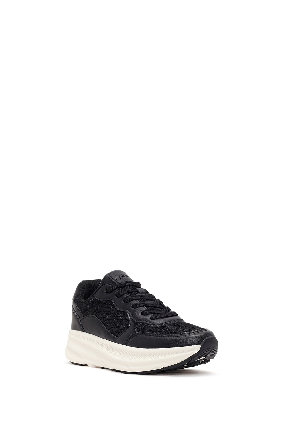 Women's Black Lace-Up Thick Soled Sneaker