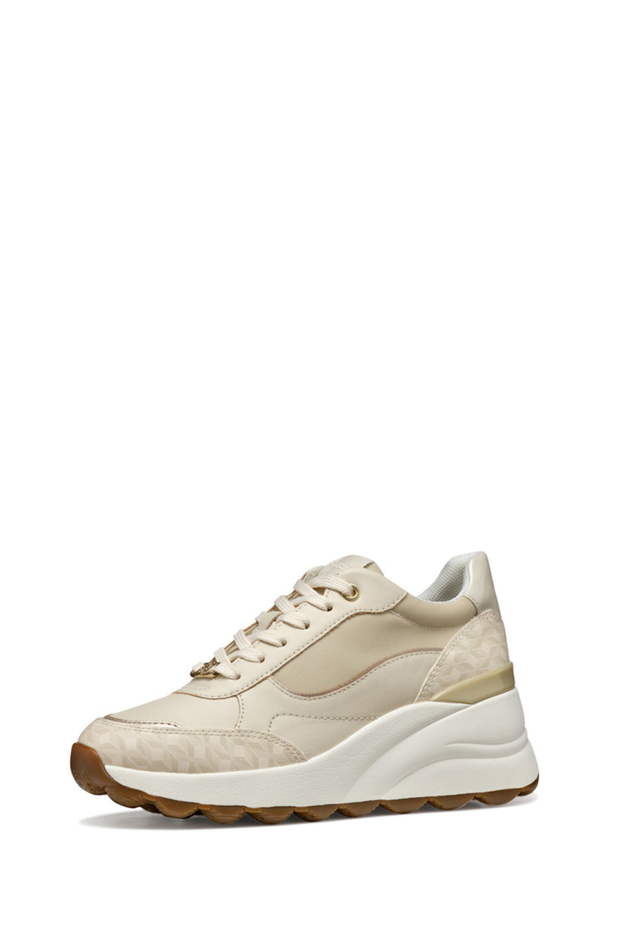 Geox Kadın Krem D Spherica Ec13 A - Nap + Pr.Syn Bağcıklı Dolgu Topuklu Sneaker