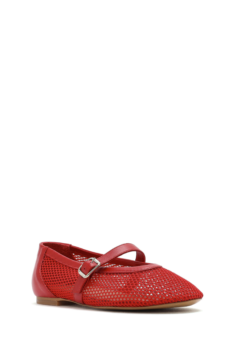 Women's Red Mesh Strappy Ballerinas