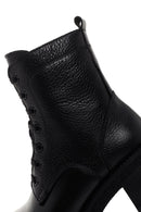 Women's Black Leather Zippered Heeled Boots | Derimod