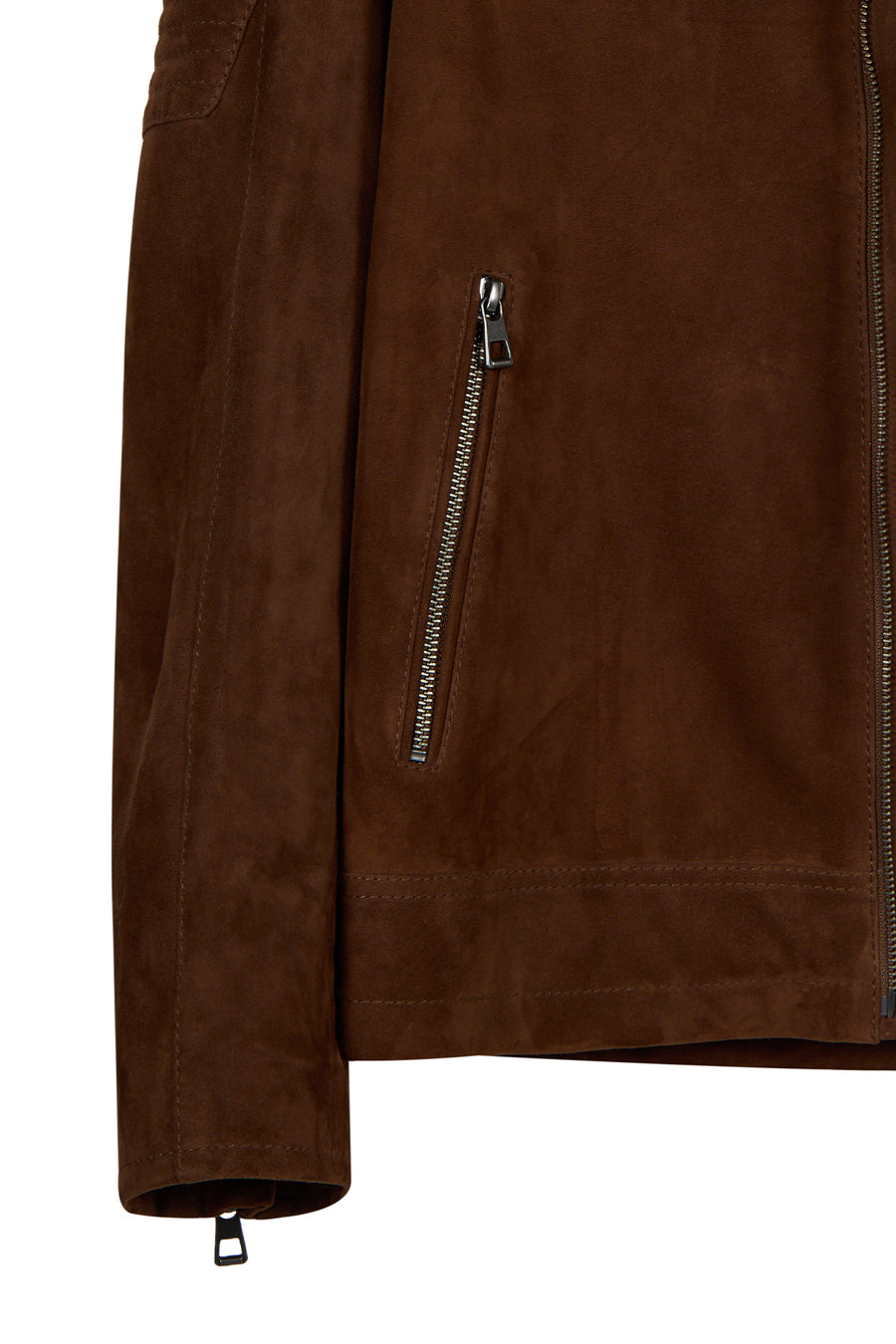 Howard Male Brown Slim-Fit Suede Leather Jacket