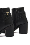 Women's Black Zippered Thick Heeled Boots | Derimod