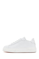 Women's White Lace-Up Leather Sneaker | Derimod