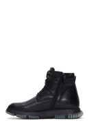 Men's Black Leather Zippered Casual Boots | Derimod