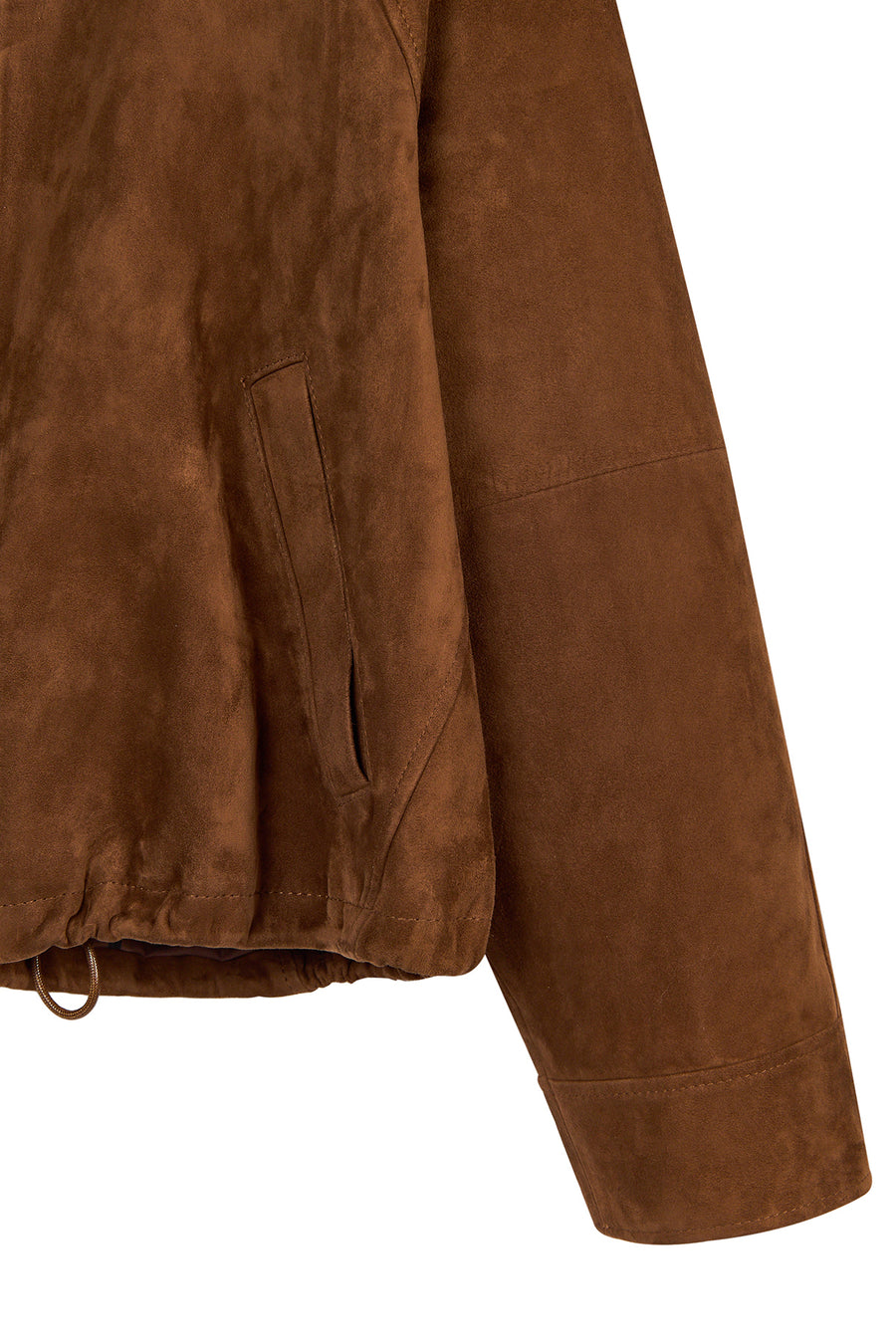 Miami Woman Brown Oversize Waist-Drawstring Suede Jacket