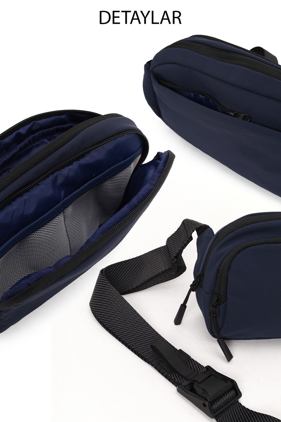 D-Pack Male Navy Long-Shoulder-Strap Mini Fabric Handbag