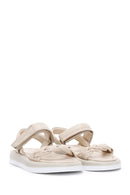 Women's Beige Ankle Strap Leather Comfort Sandals | Derimod