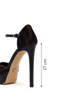 Woman Brown Ankle Buckle Platform Feather-Detail High Thin-Heeled Leather Shoes | Derimod