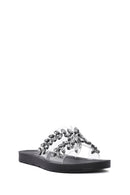 Women's Black Stone Slippers | Derimod