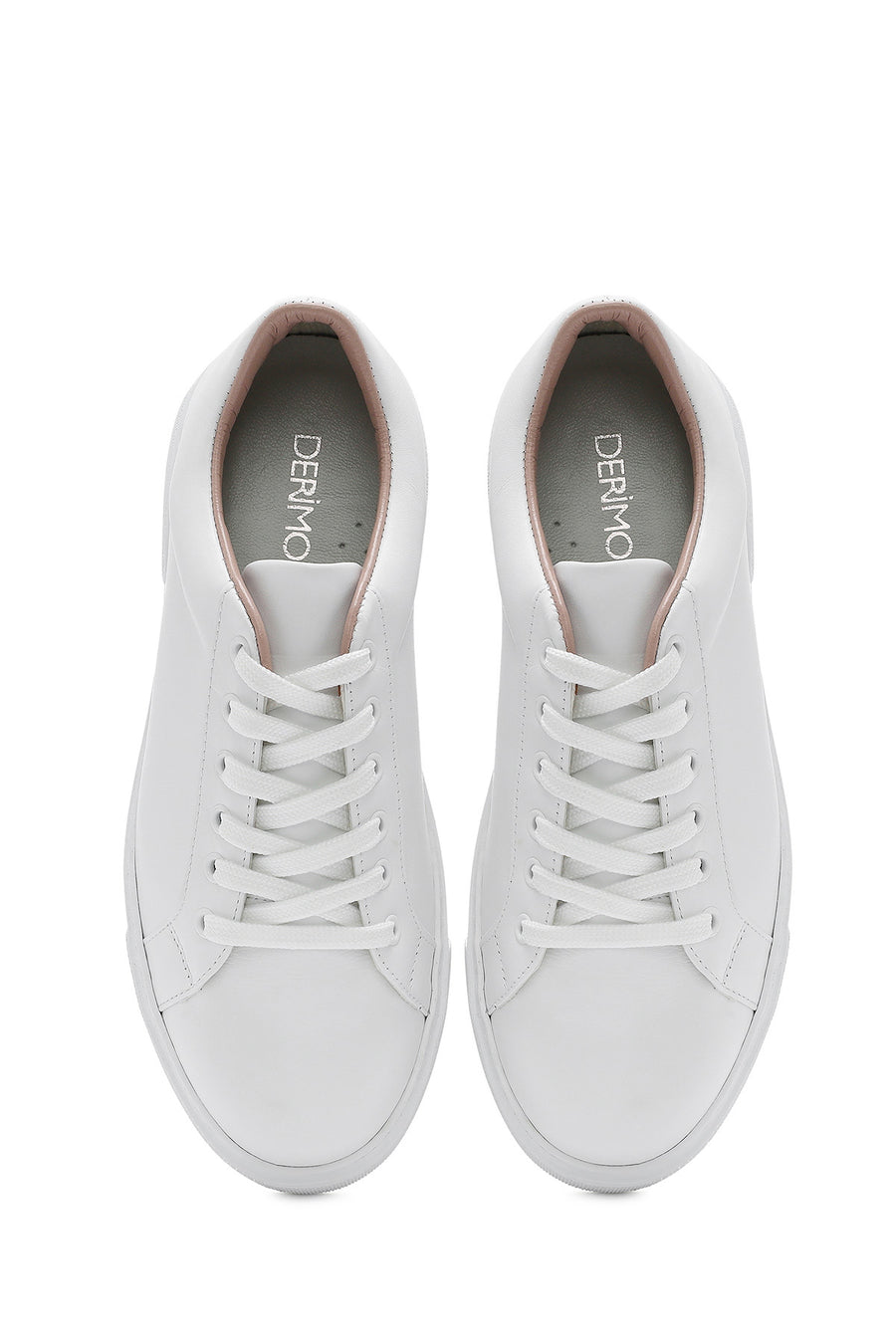 Women's White Lace-Up Leather Sneaker