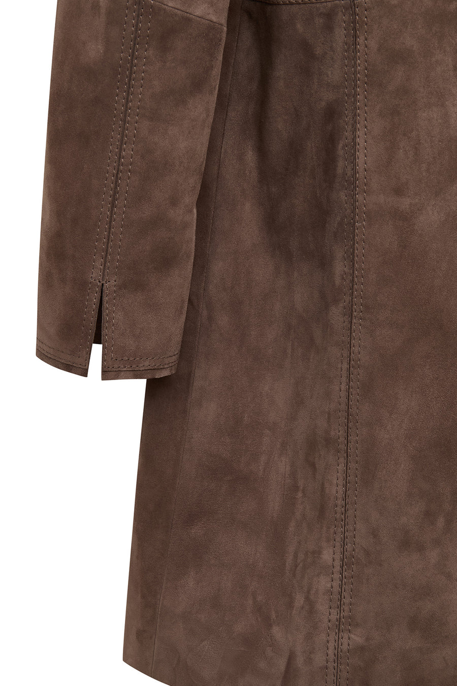 Tara Women's Taupe Suede Leather Coat