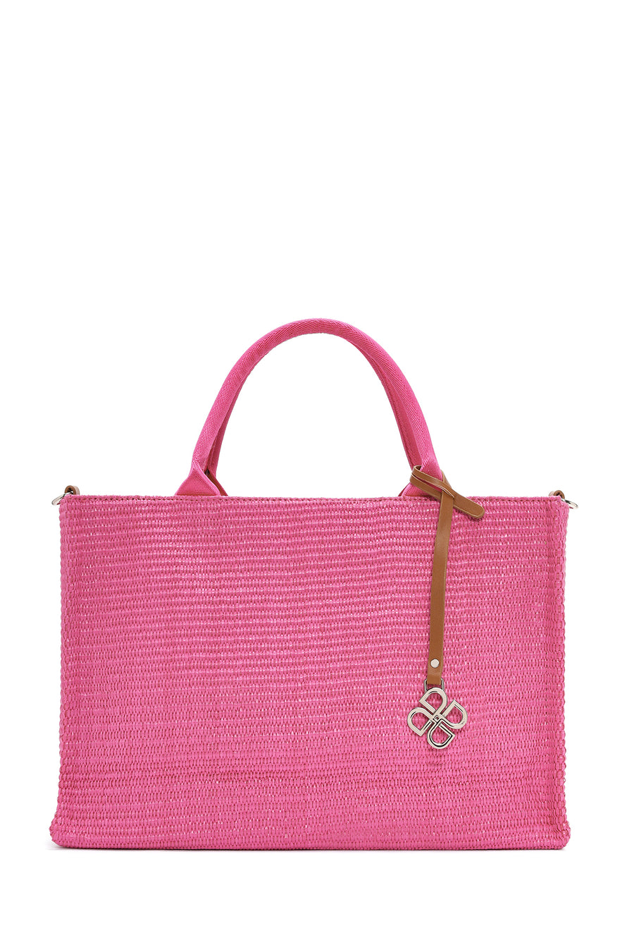 Women's Pink Straw Shoulder Bag