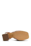 Kadın Taba Bilekten Tokalı Platform Yüksek Kalın Topuklu Sandalet | Derimod