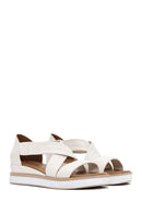 Women's Cream Strappy Leather Sandals | Derimod