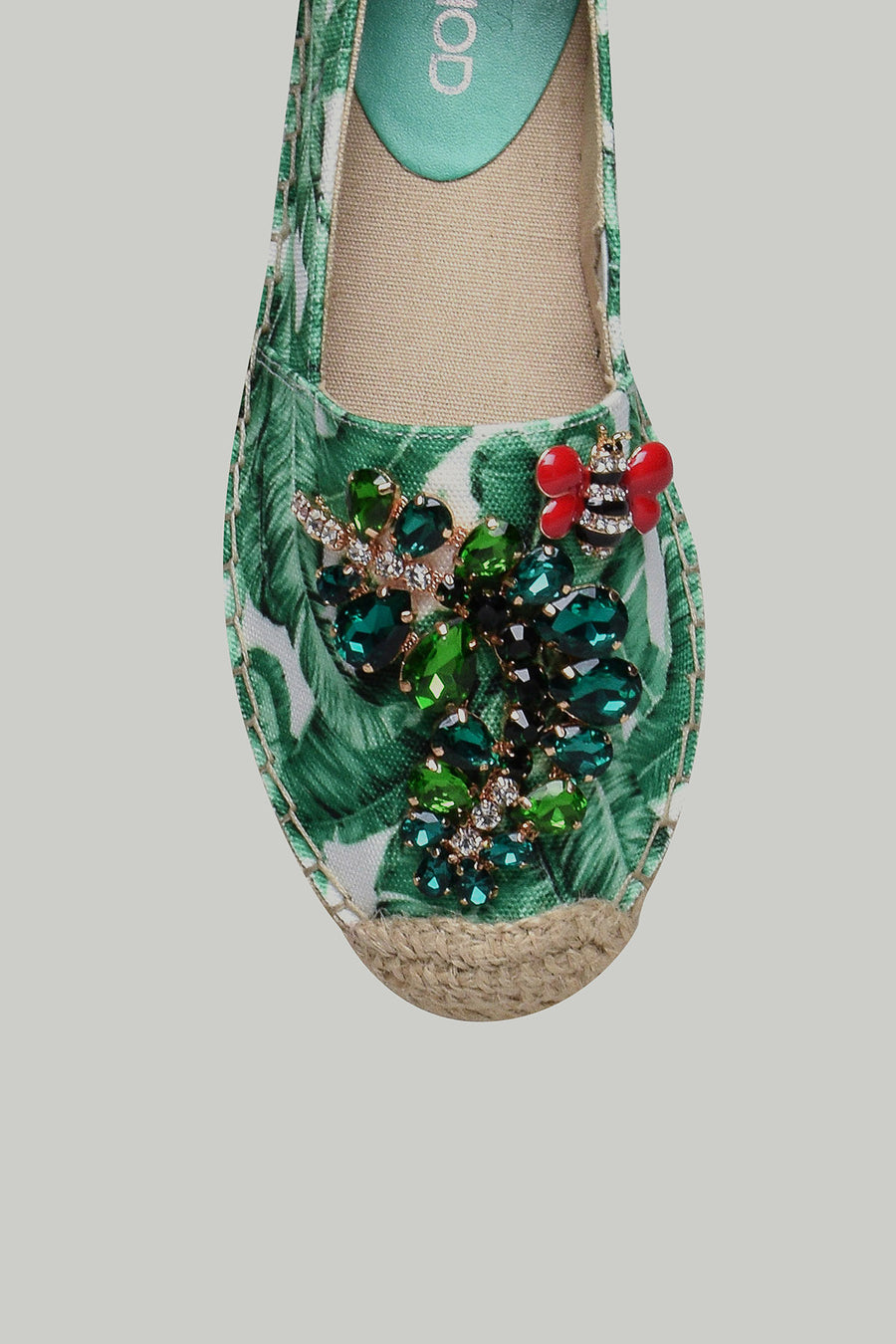 İşlemeli Yeşil Kadın Espadril