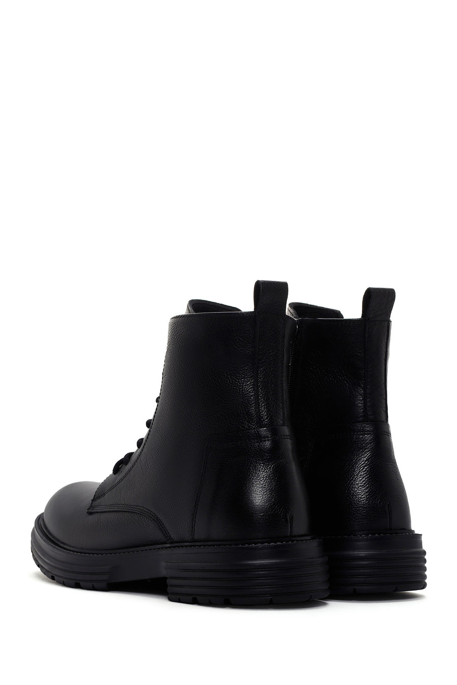 Men's Black Zippered Casual Leather Boots