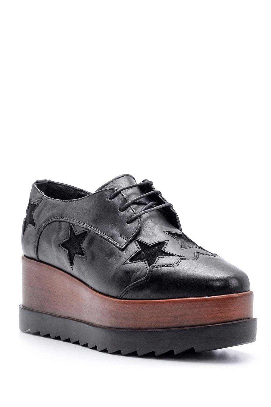 Women's Star Patterned Wedge Heeled Shoes