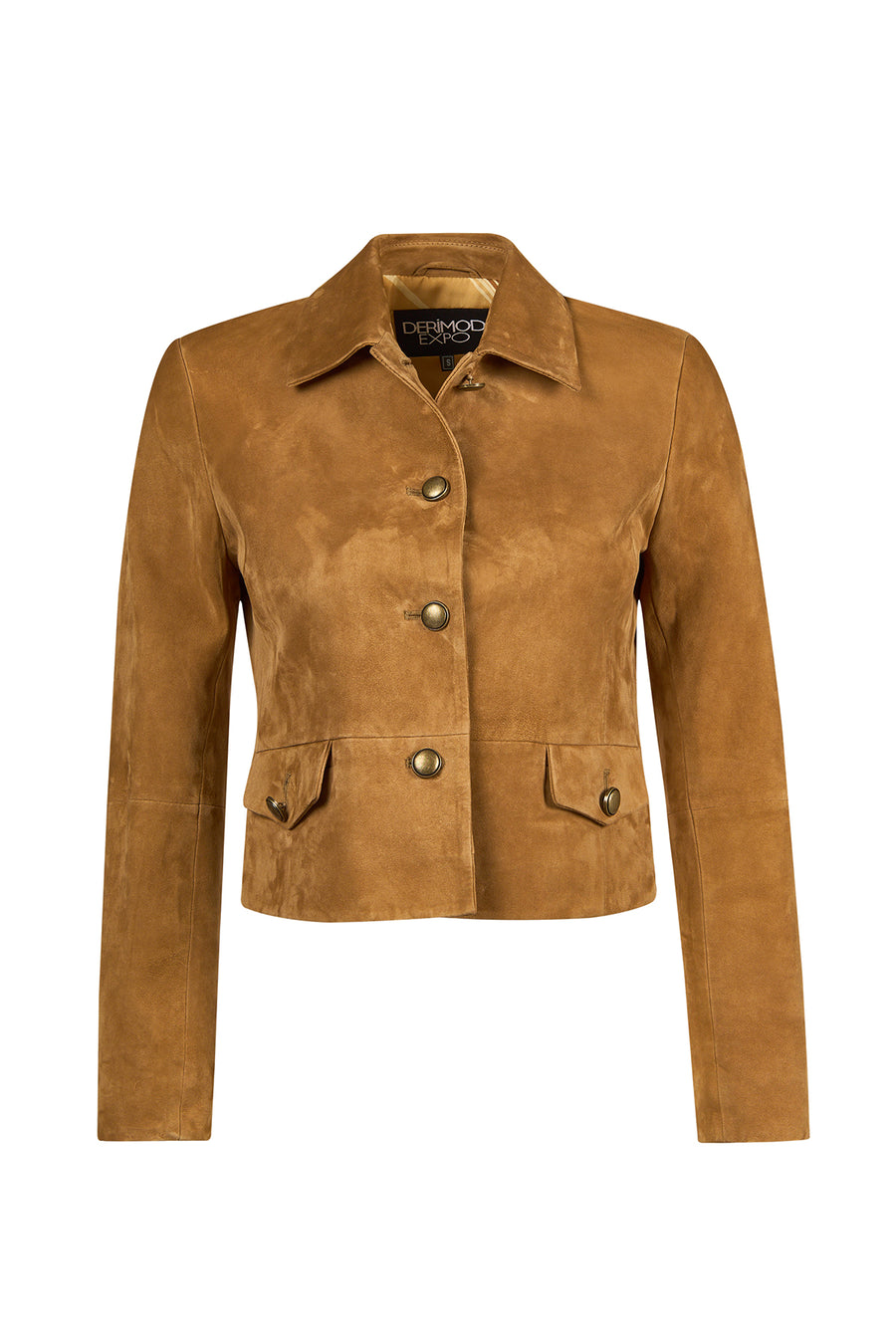 Almira Woman Camel Short Suede Leather Jacket