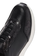 Women's Black Thick Soled Leather Sneaker | Derimod