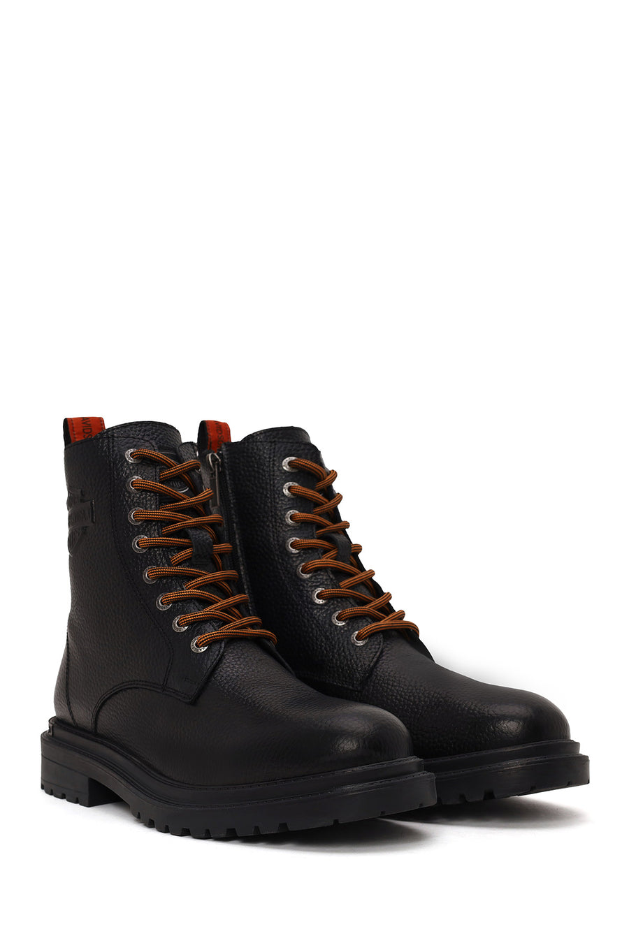 Harley Davidson Male Black Steven Zip Closure Leather Combat Boots