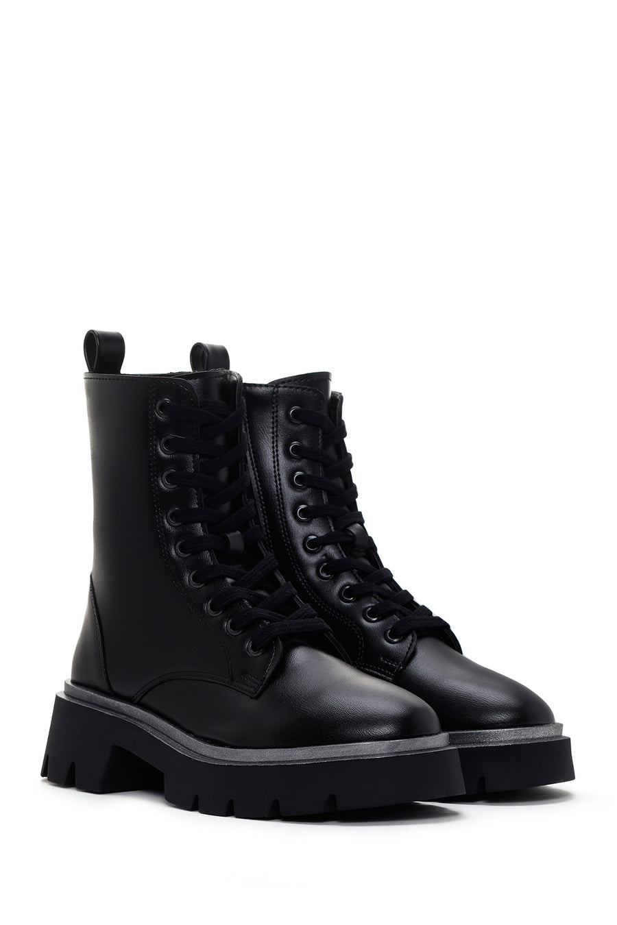 Women's Black Thick Soled Zippered Boots