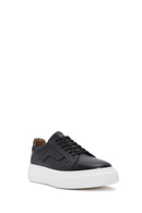 Erkek Siyah Bağcıklı Kalın Tabanlı Deri Sneaker | Derimod