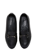 Women's Black Leather Buckle Classic Loafer | Derimod