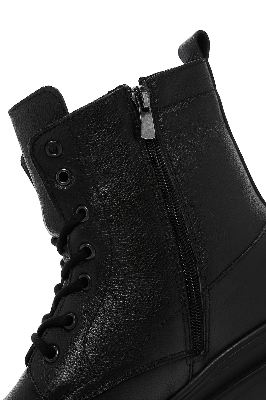 Men's Black Zippered Casual Leather Boots