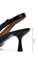 Women's Black Open Back Thin Heeled Leather Shoes | Derimod