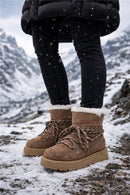 Woman Mink Lace-Up Thick-Soled Suede Teddy Boots | Derimod
