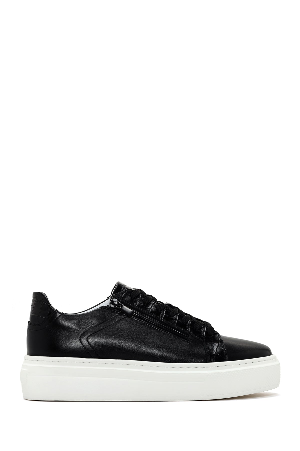 Men's Black Thick Sole Lace Up Leather Sneaker 24SFD611614 | Derimod