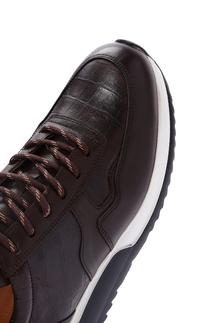 Men's Brown Lace-Up Leather Sneaker