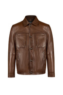 Fabian Male Brown Leather Jacket | Derimod