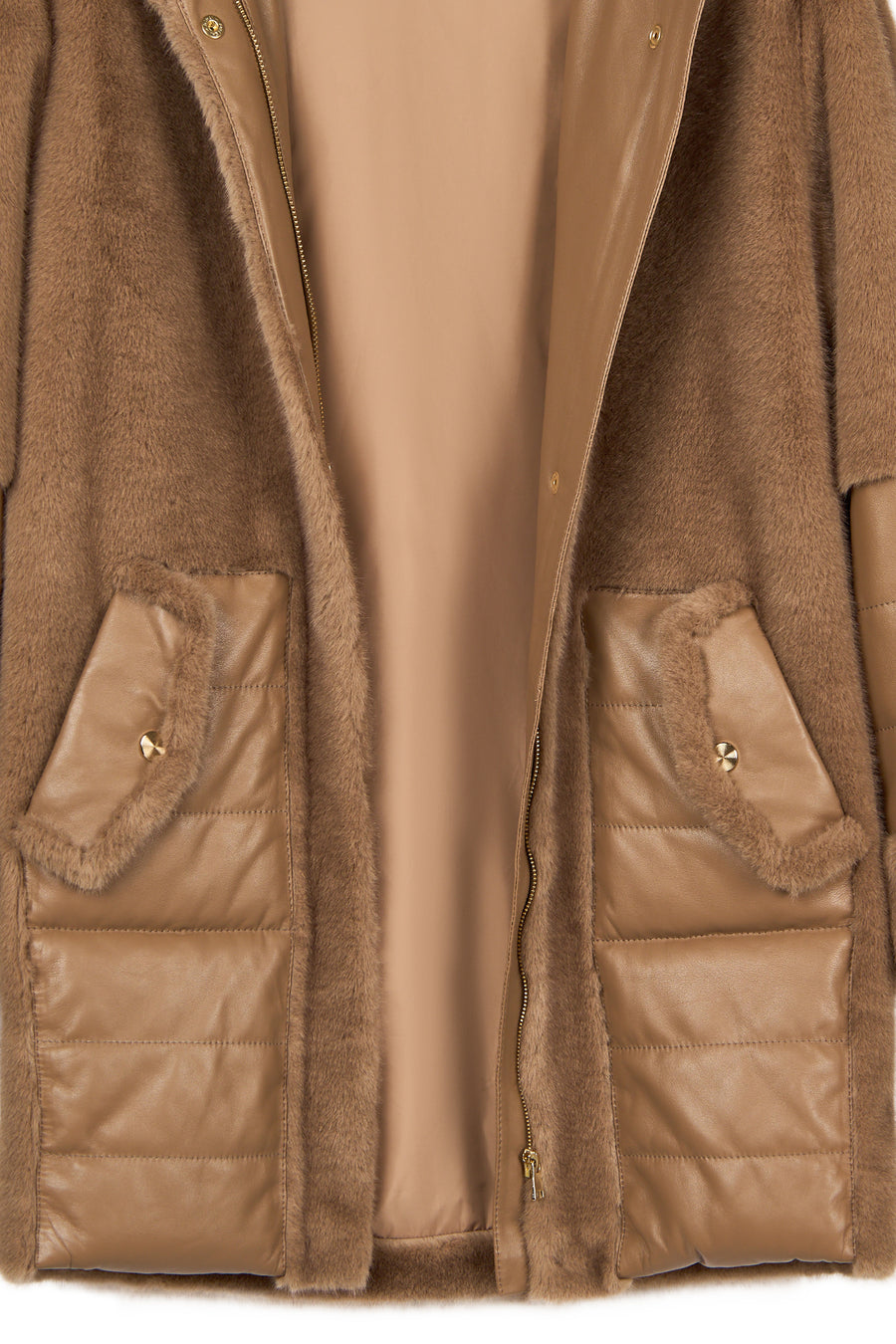Virginia Women's Brown Hooded Long Teddy Coat