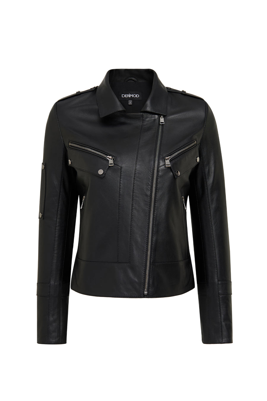 Roma Women's Black Biker Leather Jacket 25WGD5609U4 | Derimod
