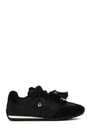 Kadın Siyah Bağcıklı Charmlı Leopar Deri Sneaker | Derimod