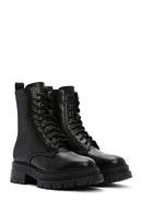 Women's Black Zippered Leather Boots | Derimod