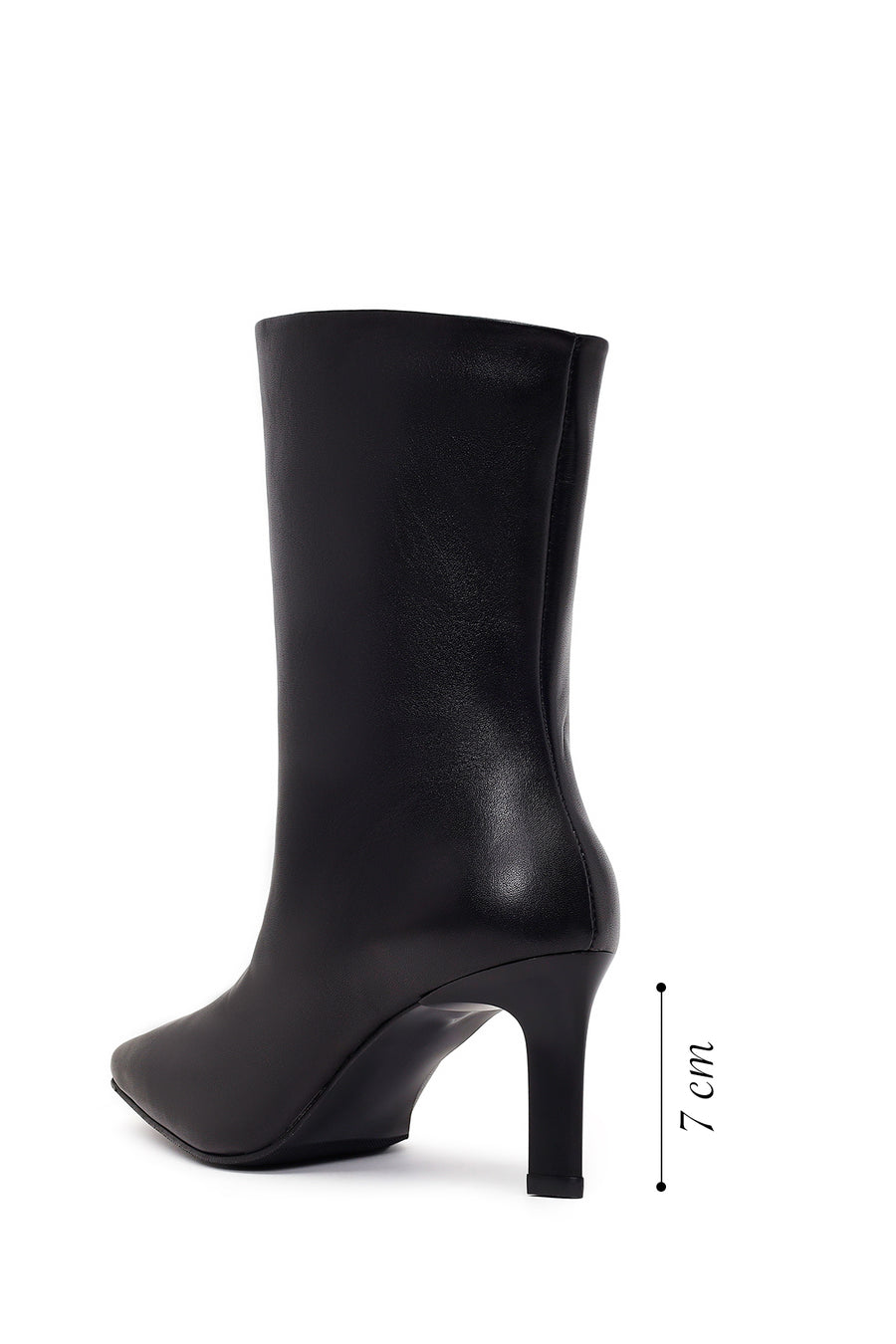 Woman Black Thin High-Heeled Leather Boots