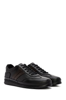 Male Black Lace-Up Thick-Soled Leather Sneaker | Derimod