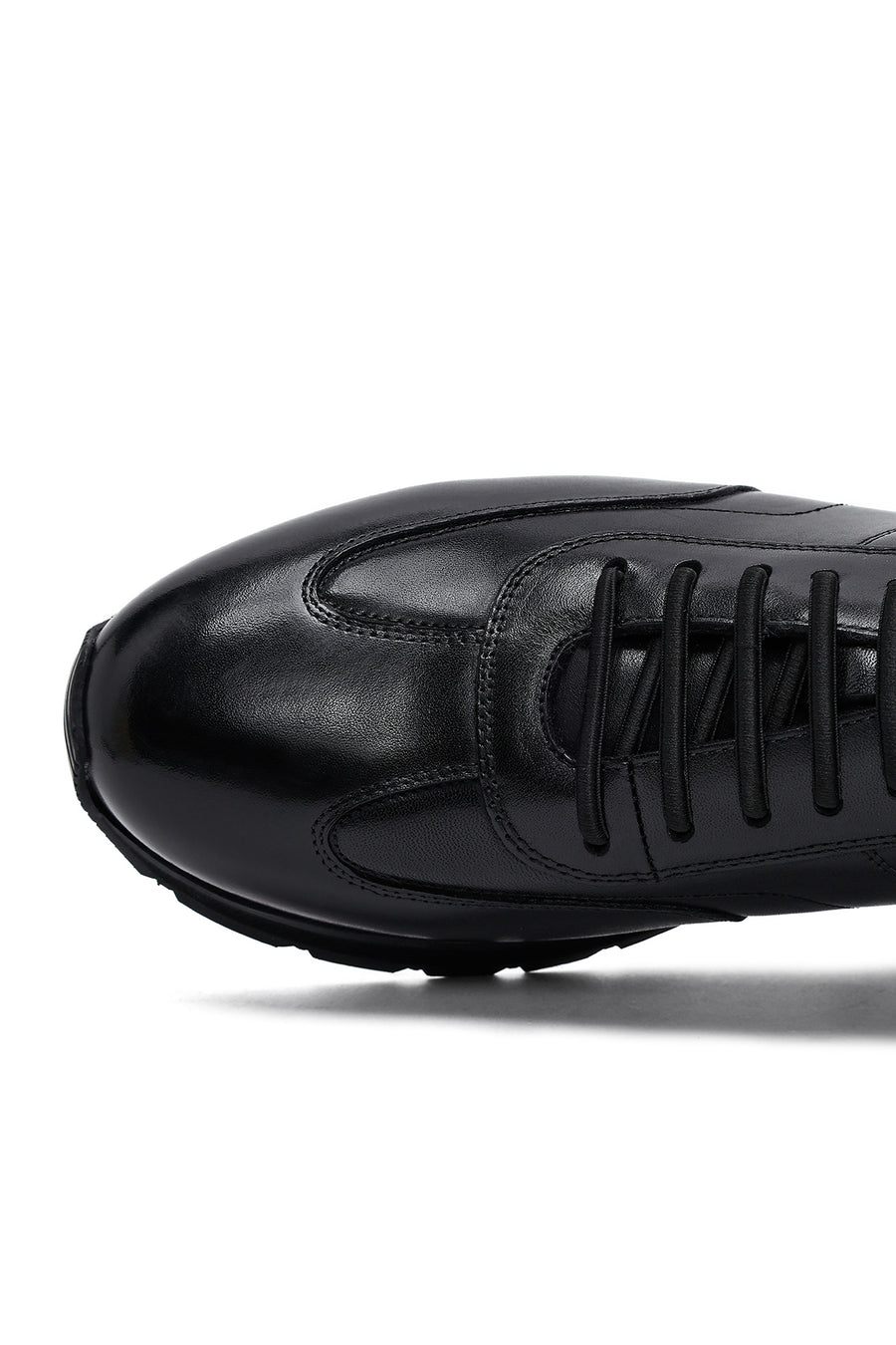 Erkek Siyah Bağcıklı Deri Casual Sneaker