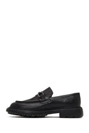 Men's Black Buckled Thick-Soled Leather Loafer | Derimod