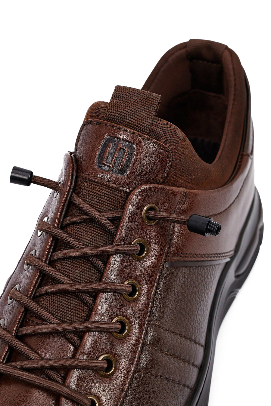 Erkek Kahverengi Bağcıklı Deri Casual Sneaker