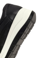 Woman Black Lace-Up Thick-Soled Leather Sneaker | Derimod