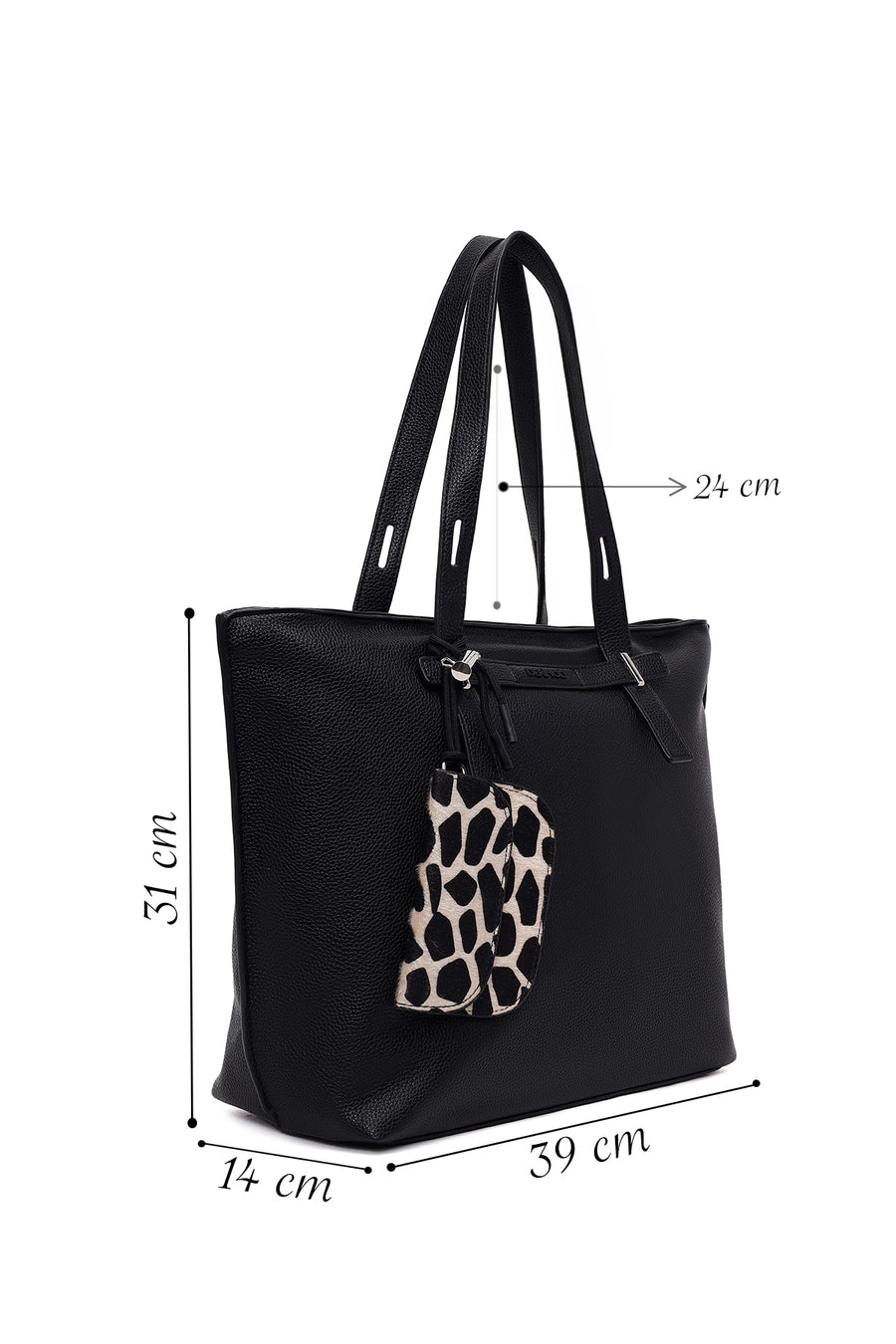 Women's Black Shoulder Bag with Accessories