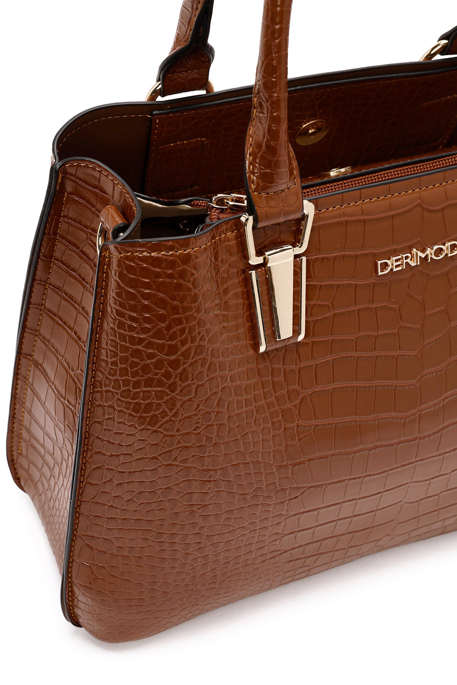Women's Brown Long Strap Crocodile Handbag