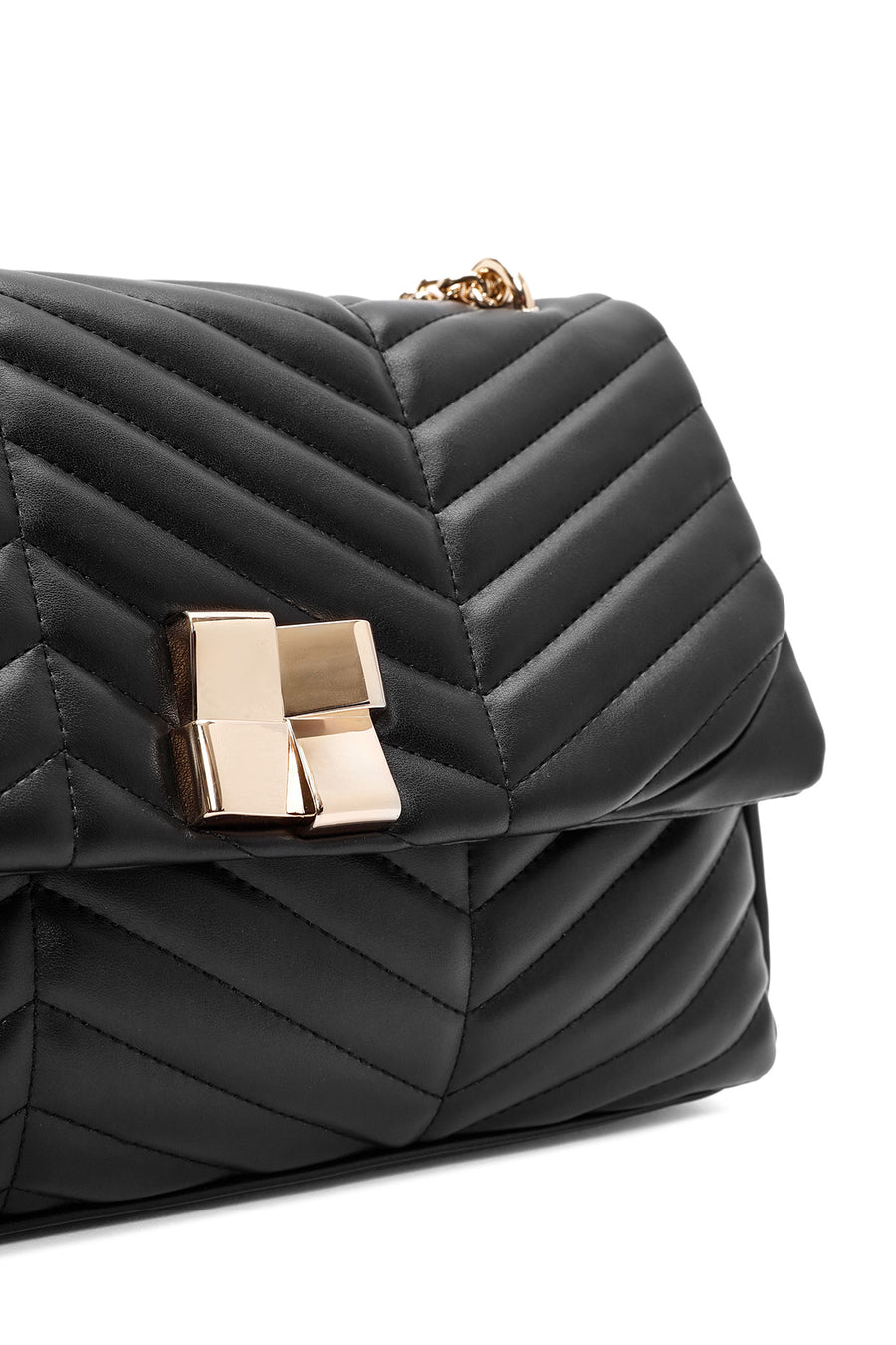 Women's Black Long Strap Quilted Patterned Shoulder Bag