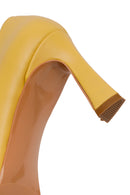 Woman Yellow Thick-Heeled Leather Stiletto | Derimod