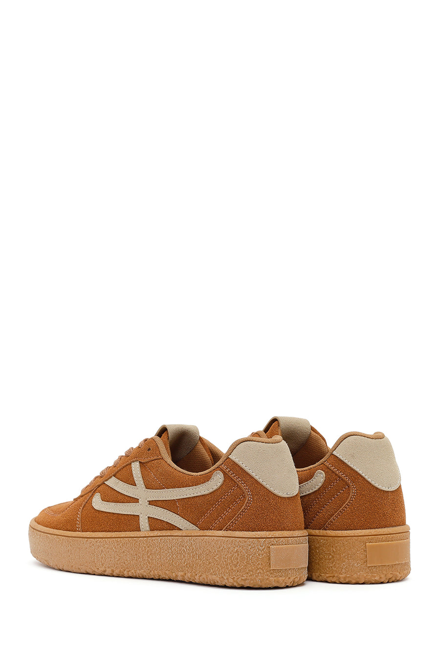 Woman Tan Lace-up Sneakers