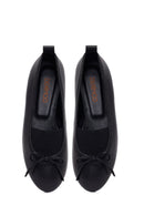 Woman Black Leather Ballet Flat | Derimod