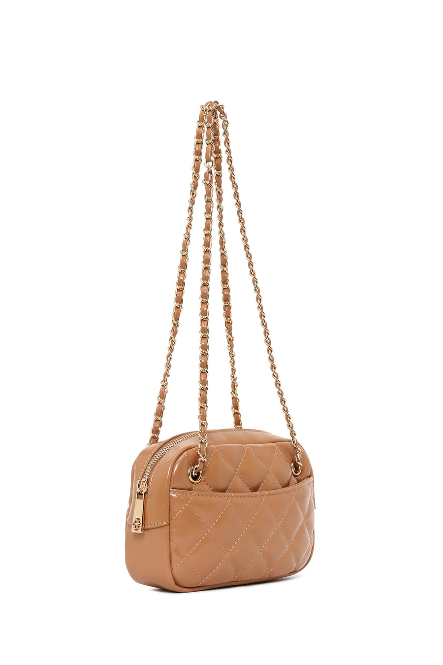 Woman Beige Quilted Crossbody Bag